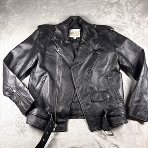 Excelled Leather Biker Jacket Belt Size 38 Black Motorcycle